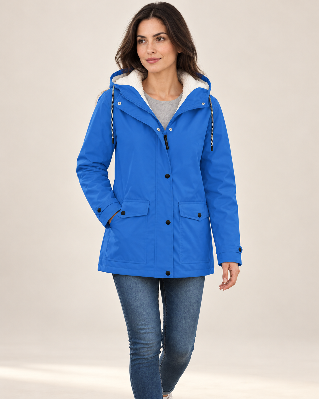 Windora fleece-lined hooded jacket — Sky Blue colour hero — Avery & Mercer W02