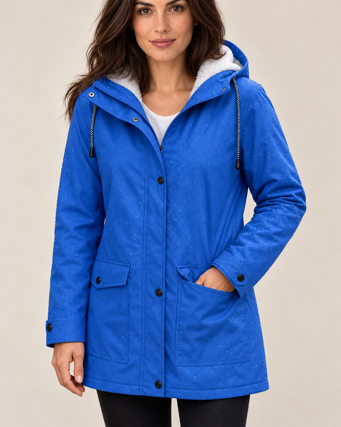 Windora fleece-lined hooded jacket — Sky Blue supporting source-specific view — Avery & Mercer