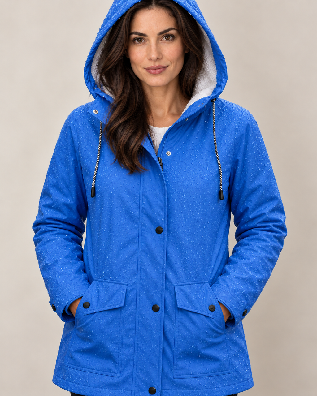 Windora fleece-lined hooded jacket — Sky Blue supporting source-specific view — Avery & Mercer