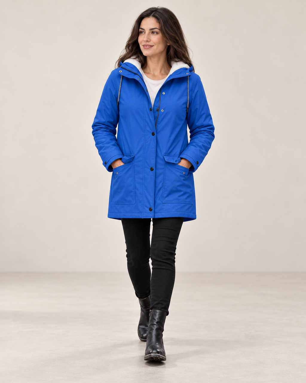 Windora fleece-lined hooded jacket — Sky Blue supporting source-specific view — Avery & Mercer