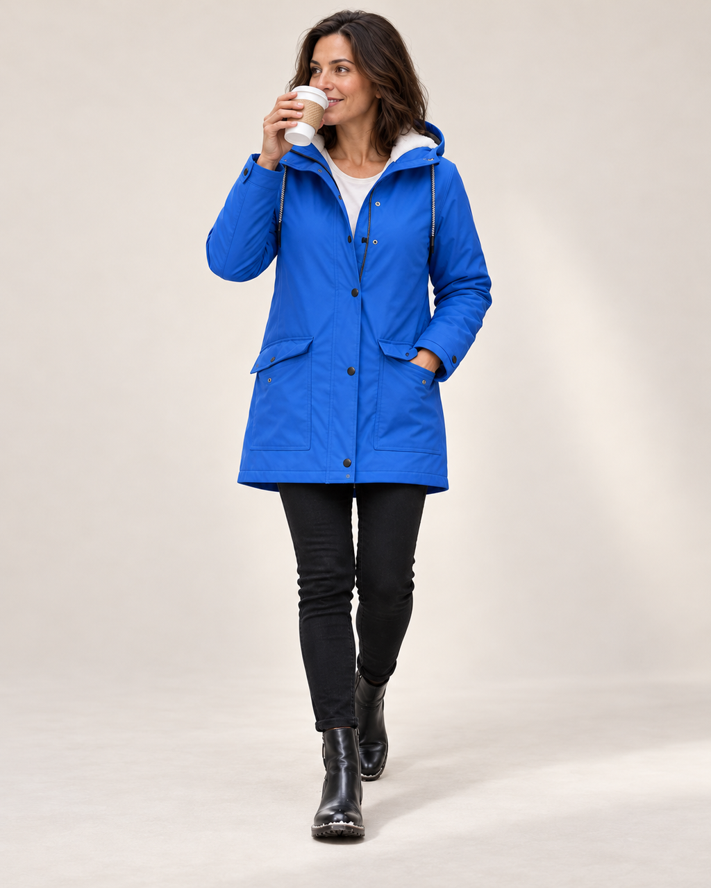 Windora fleece-lined hooded jacket — Sky Blue supporting source-specific view — Avery & Mercer