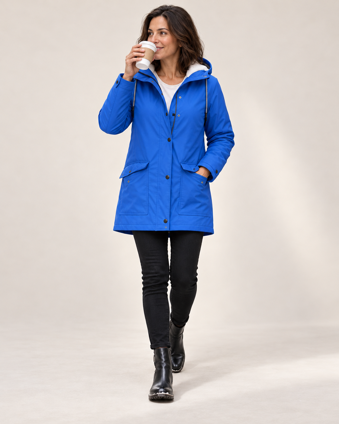 Windora fleece-lined hooded jacket — Sky Blue supporting source-specific view — Avery & Mercer
