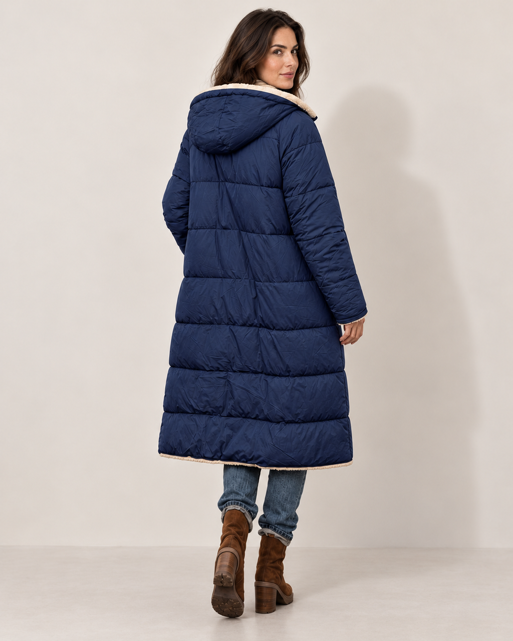 Avery & Mercer padded winter coat, blue rear