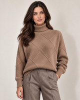 Monvaline Diamond-Knit Cashmere Turtleneck Jumper