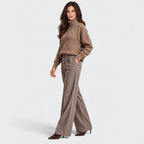 Monvaline diamond-knit turtleneck jumper, Brown, styled view on approved model