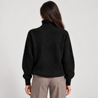Monvaline diamond-knit turtleneck jumper, Black, rear view on approved model