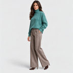 Monvaline diamond-knit turtleneck jumper, Turquoise, styled view on approved model