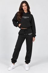Women's Relaxed Two-Piece Jogging Set with Hooded Top and Matching Trousers