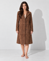 Women's Tailored Suede-Effect Longline Coat