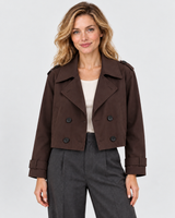 Women's Cropped Double-Breasted Trench Coat Jacket