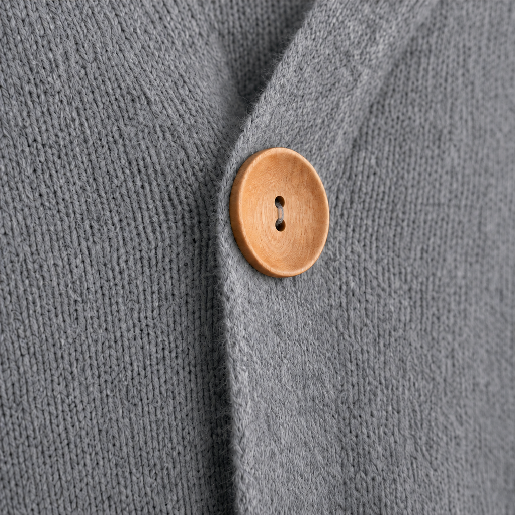 Hooded button-front cardigan, grey button detail