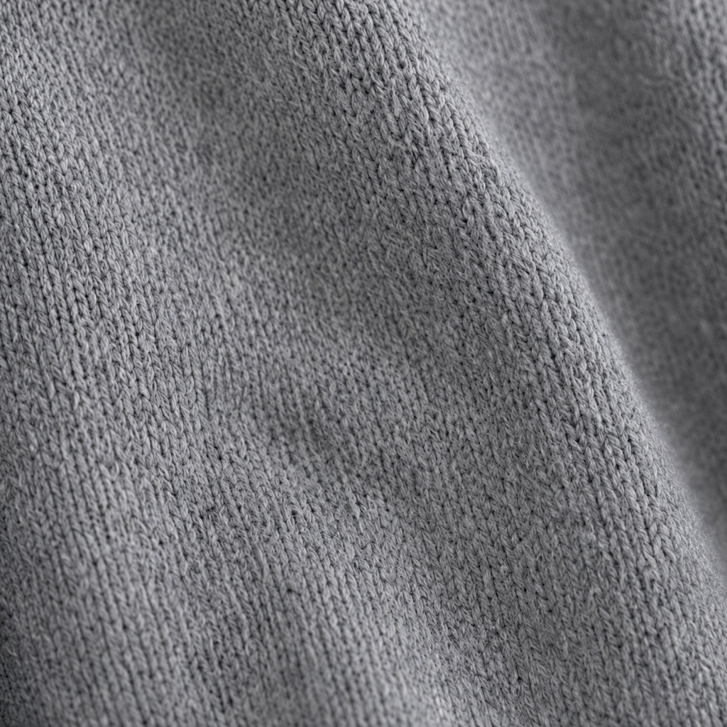 Hooded button-front cardigan, grey knit detail
