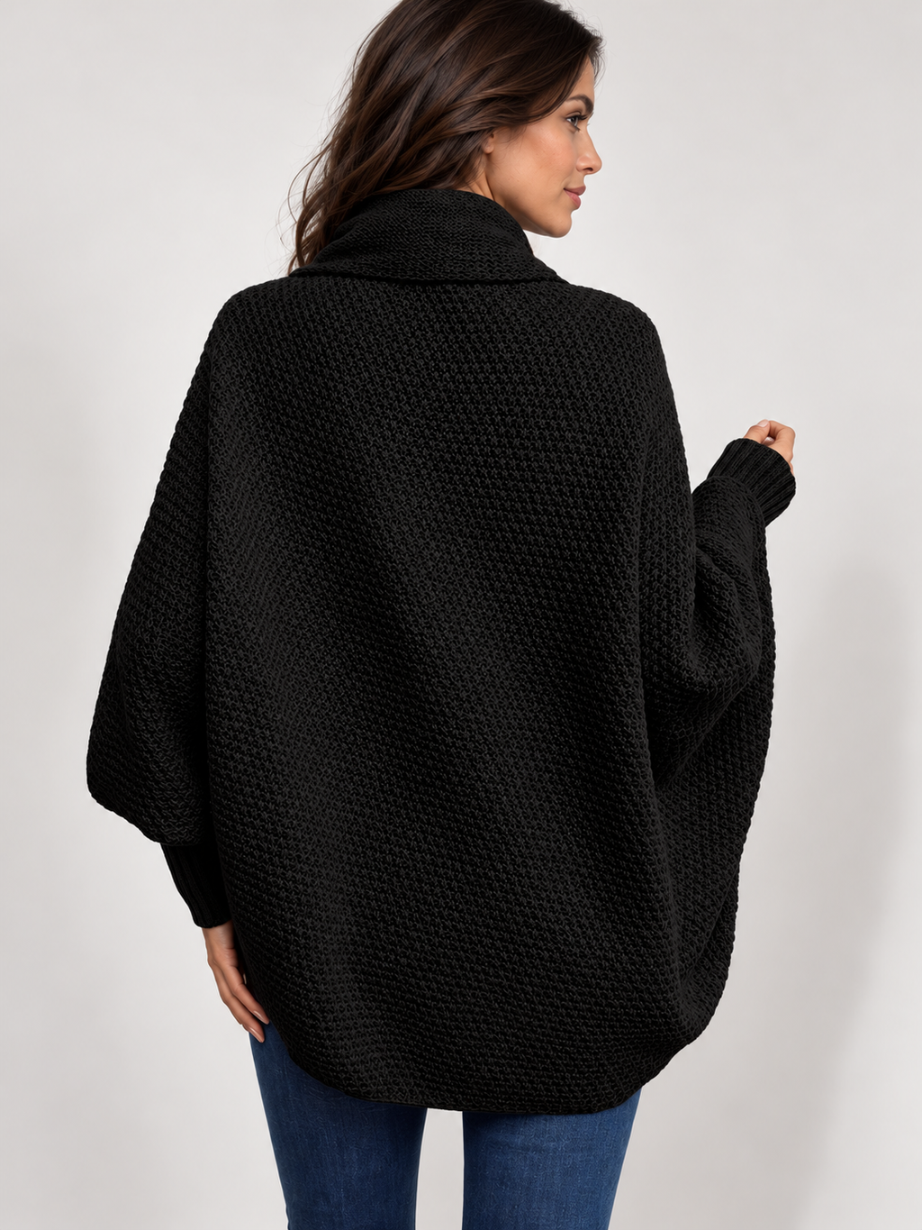 Waterfall shawl-collar cardigan, black rear