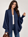 Waterfall shawl-collar cardigan, navy front