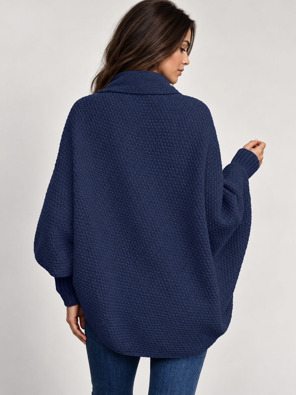 Waterfall shawl-collar cardigan, navy rear