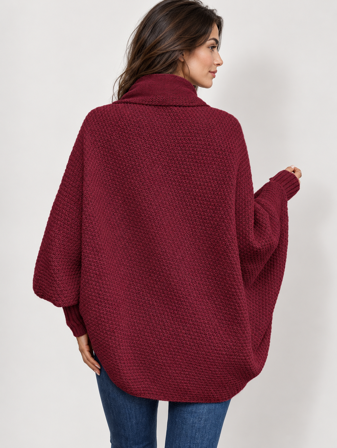 Waterfall shawl-collar cardigan, red rear