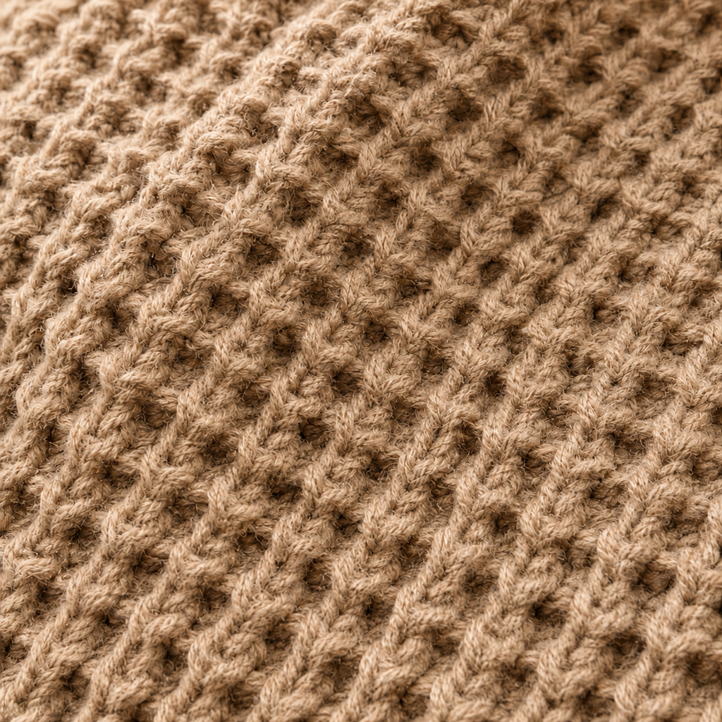 Women's asymmetric cowl-neck knit sweater, khaki knit detail