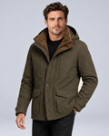 Men's Warm Hooded Multi-Pocket Winter Jacket in Green