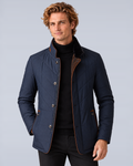 Men's Quilted Stand-Collar Zip-Up Jacket in Dark Blue