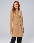 Women's Wool-Blend Tailored Winter Coat with Notch Lapels in Khaki