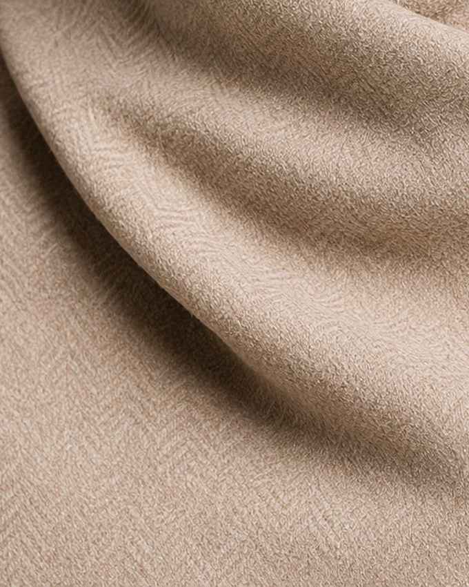 Men's Long-Sleeve Crossover Mock-Neck Knit Top in Beige - material detail