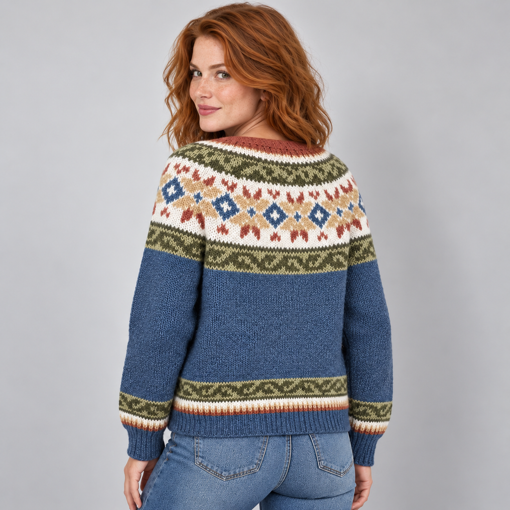 Avery & Mercer women's Fair Isle cardigan, mixed rear