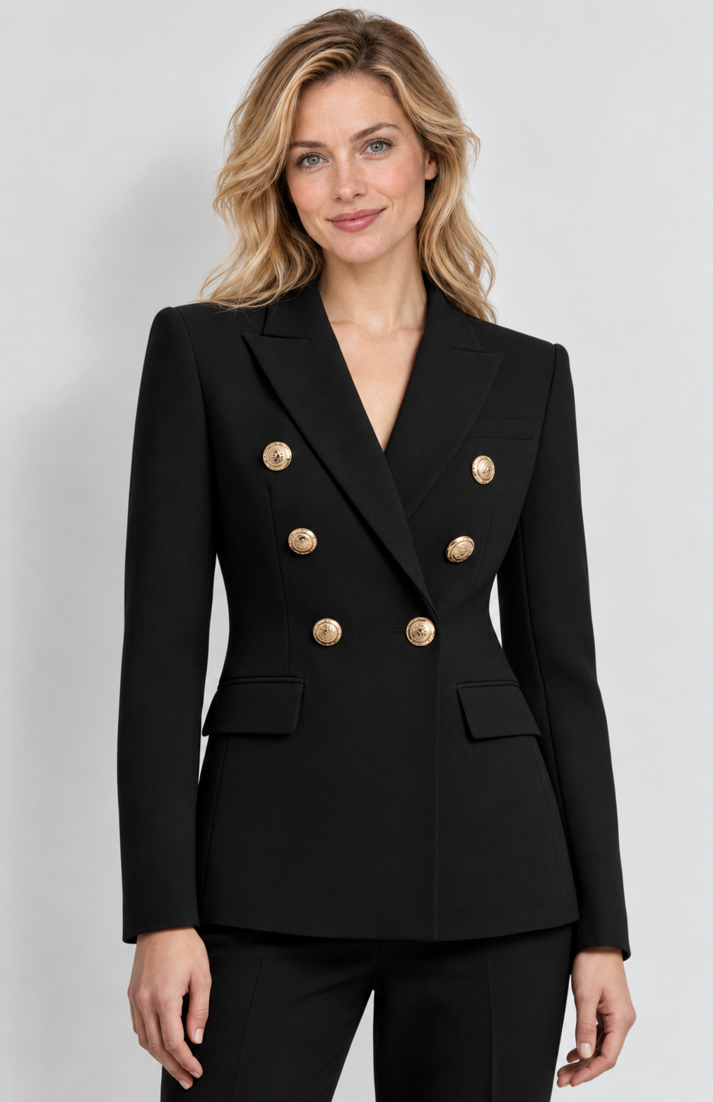 Avery & Mercer women's double-breasted blazer, black closed