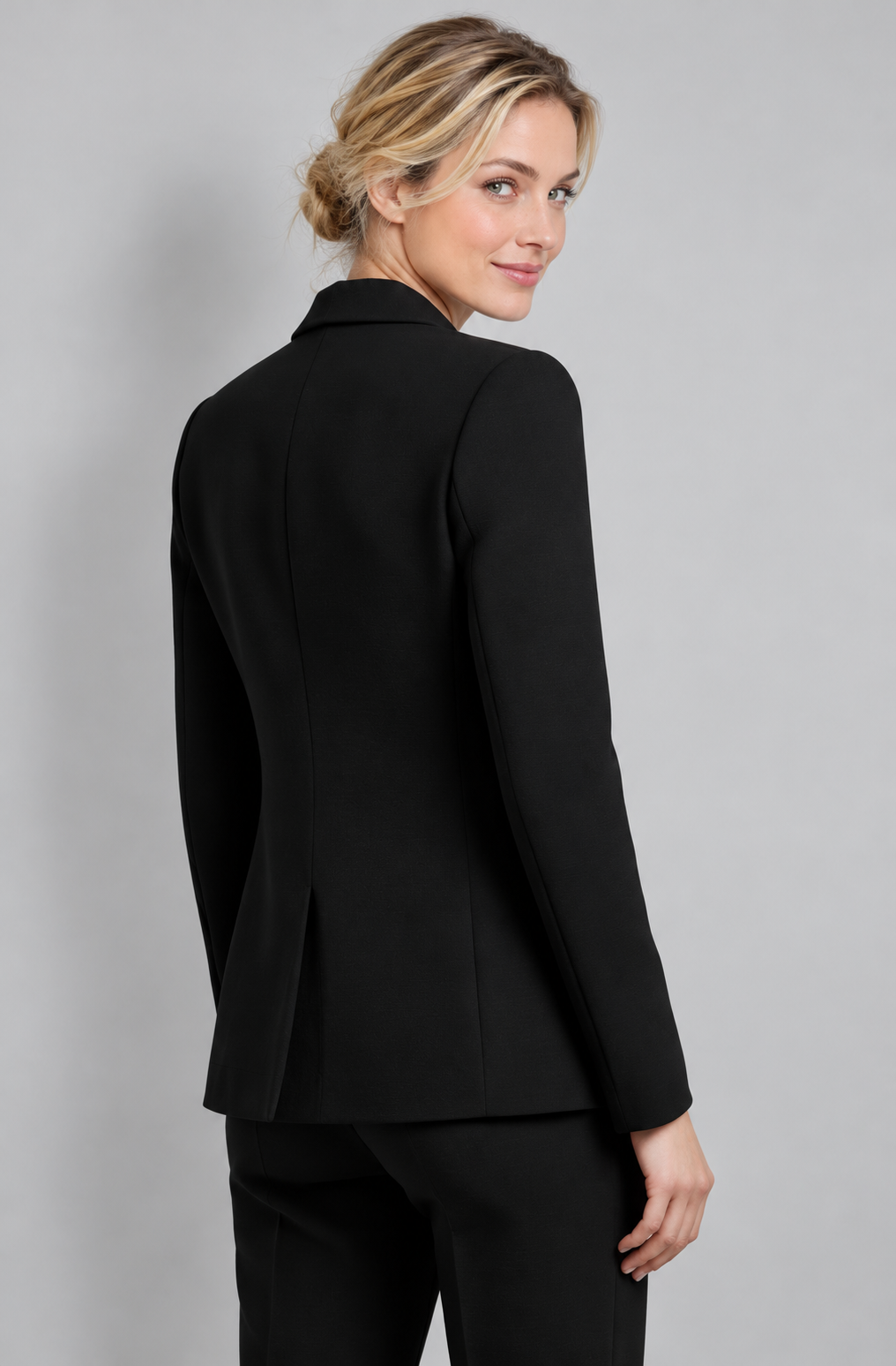 Avery & Mercer women's double-breasted blazer, black rear