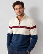 Men's quarter-zip pullover in Navy angle, studio view