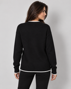 Women's snowflake knit sweater, Black back