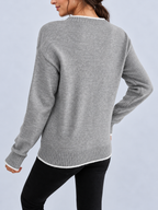 Women's snowflake knit sweater, Grey back