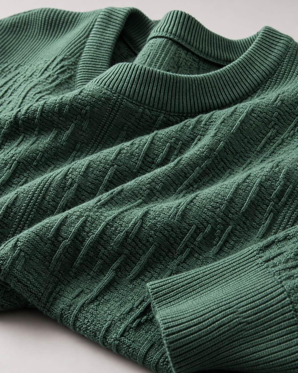 Swiss Alps Textured Crew-Neck Sweater – Pine Green supporting detail