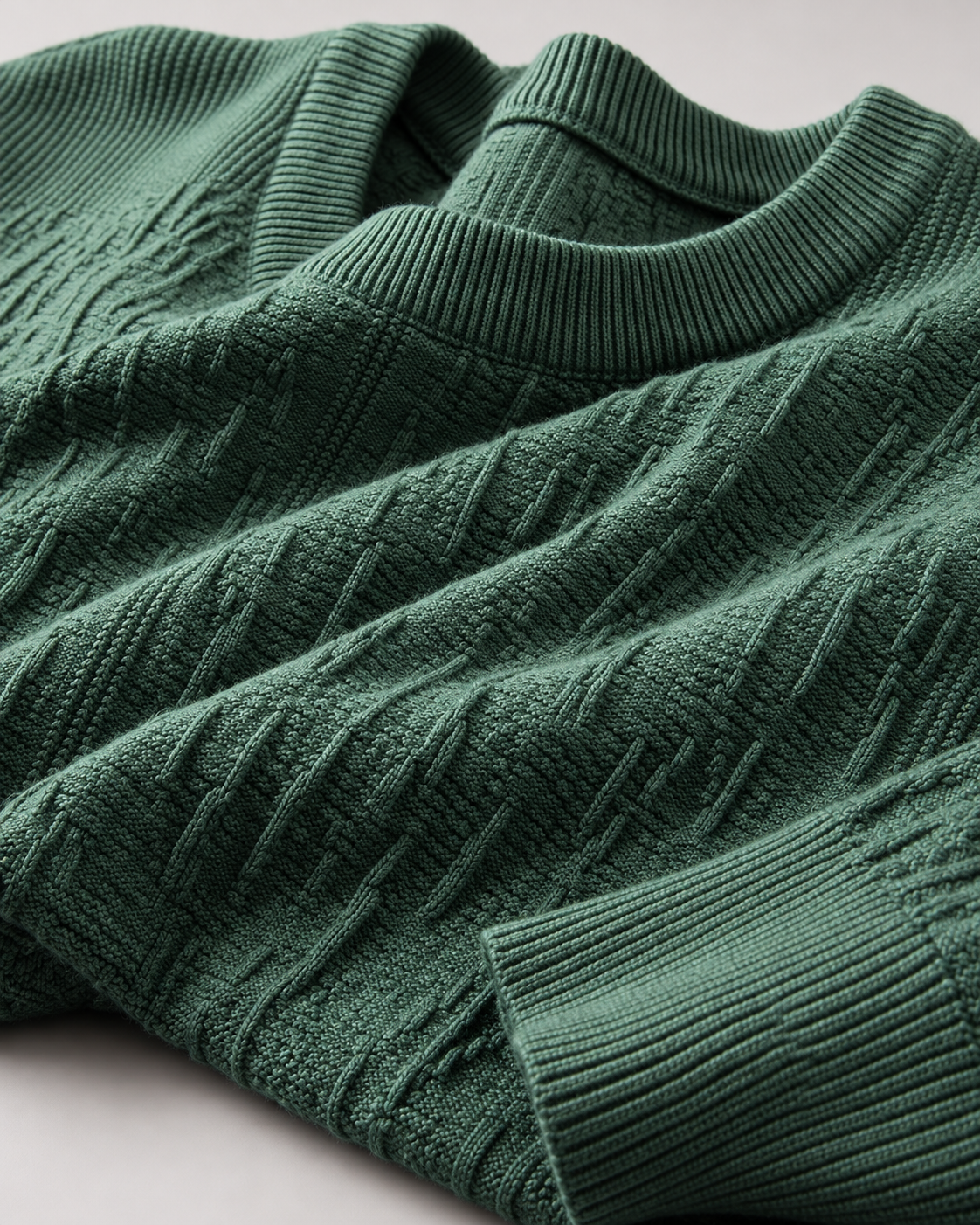 Swiss Alps Textured Crew-Neck Sweater – Pine Green supporting detail