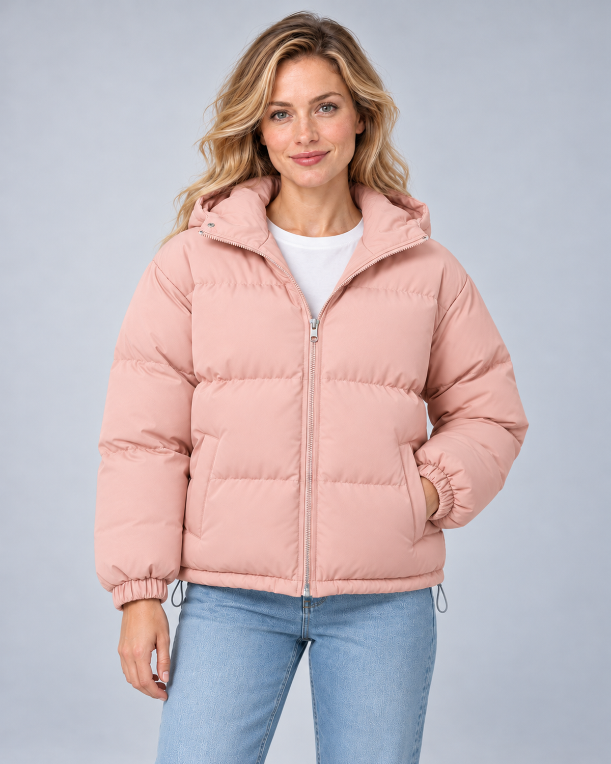 Unisex Hooded Cotton Puffer Jacket – pink hero – Avery W01 grey studio