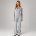 Women's Co-Ord Set Ribbed Zip Top Flared Trousers