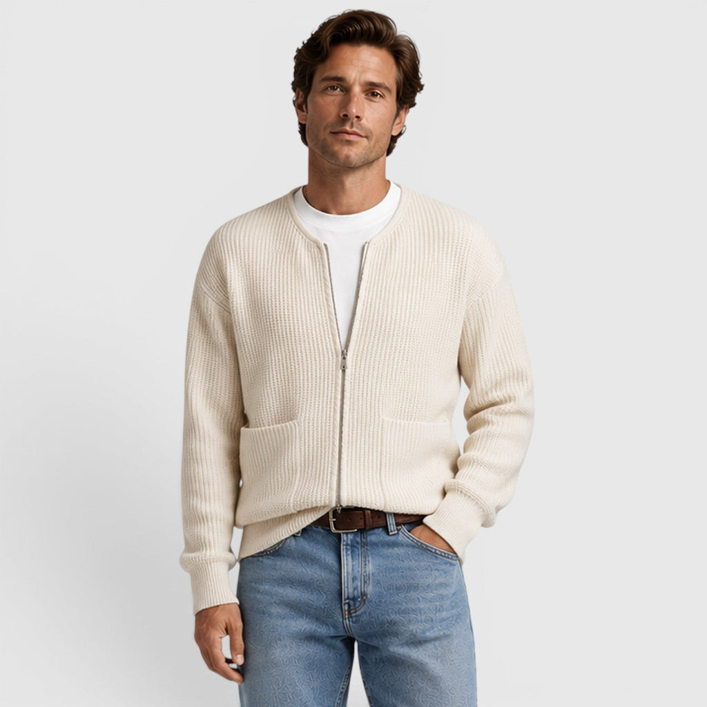 Men's Zip Up Knit Cardigan for Smart Casual Everyday Wear