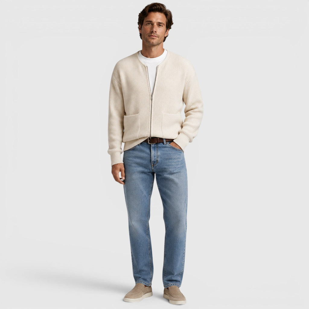 Men's Zip Up Knit Cardigan for Smart Casual Everyday Wear