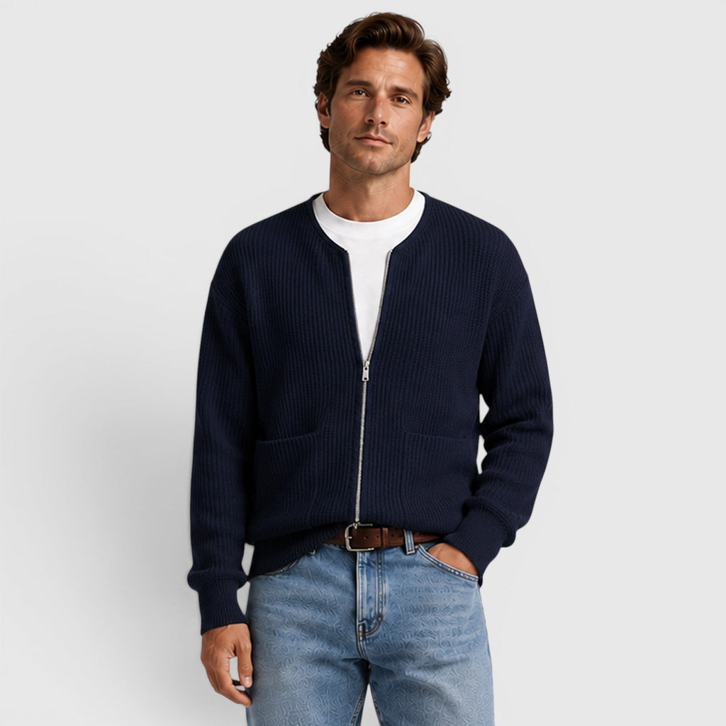 Men's Zip Up Knit Cardigan for Smart Casual Everyday Wear