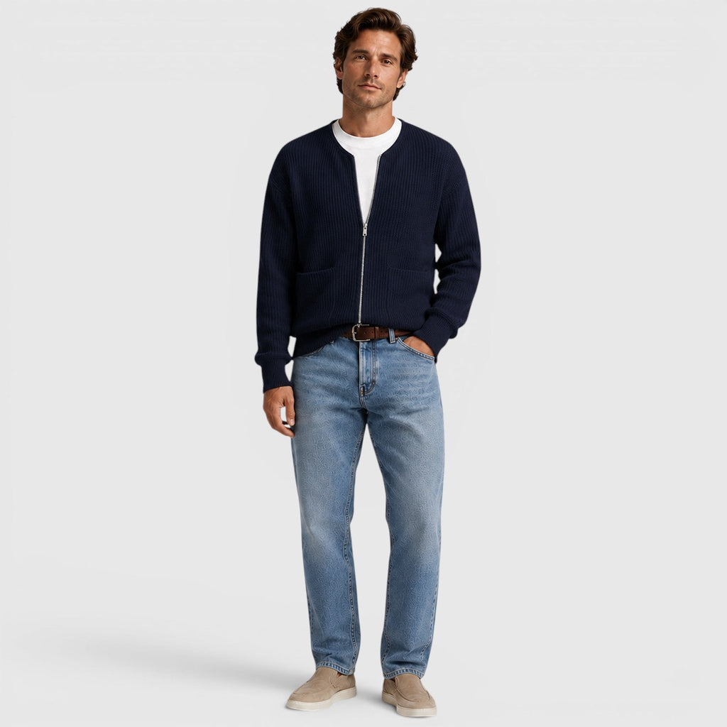 Men's Zip Up Knit Cardigan for Smart Casual Everyday Wear