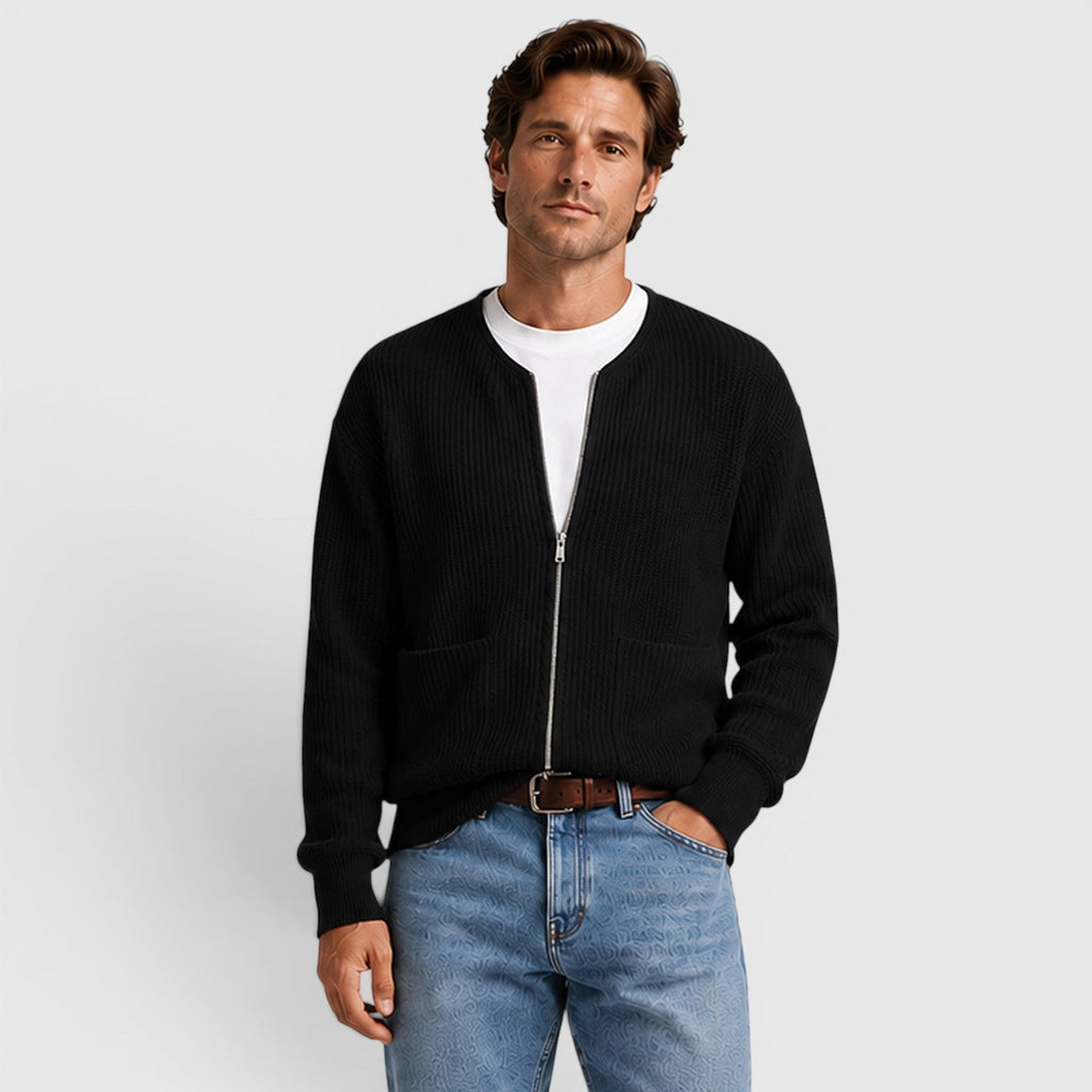 Men's Zip Up Knit Cardigan for Smart Casual Everyday Wear