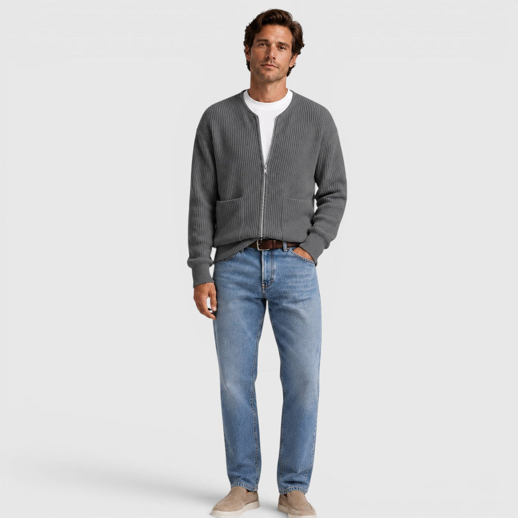 Men's Zip Up Knit Cardigan for Smart Casual Everyday Wear