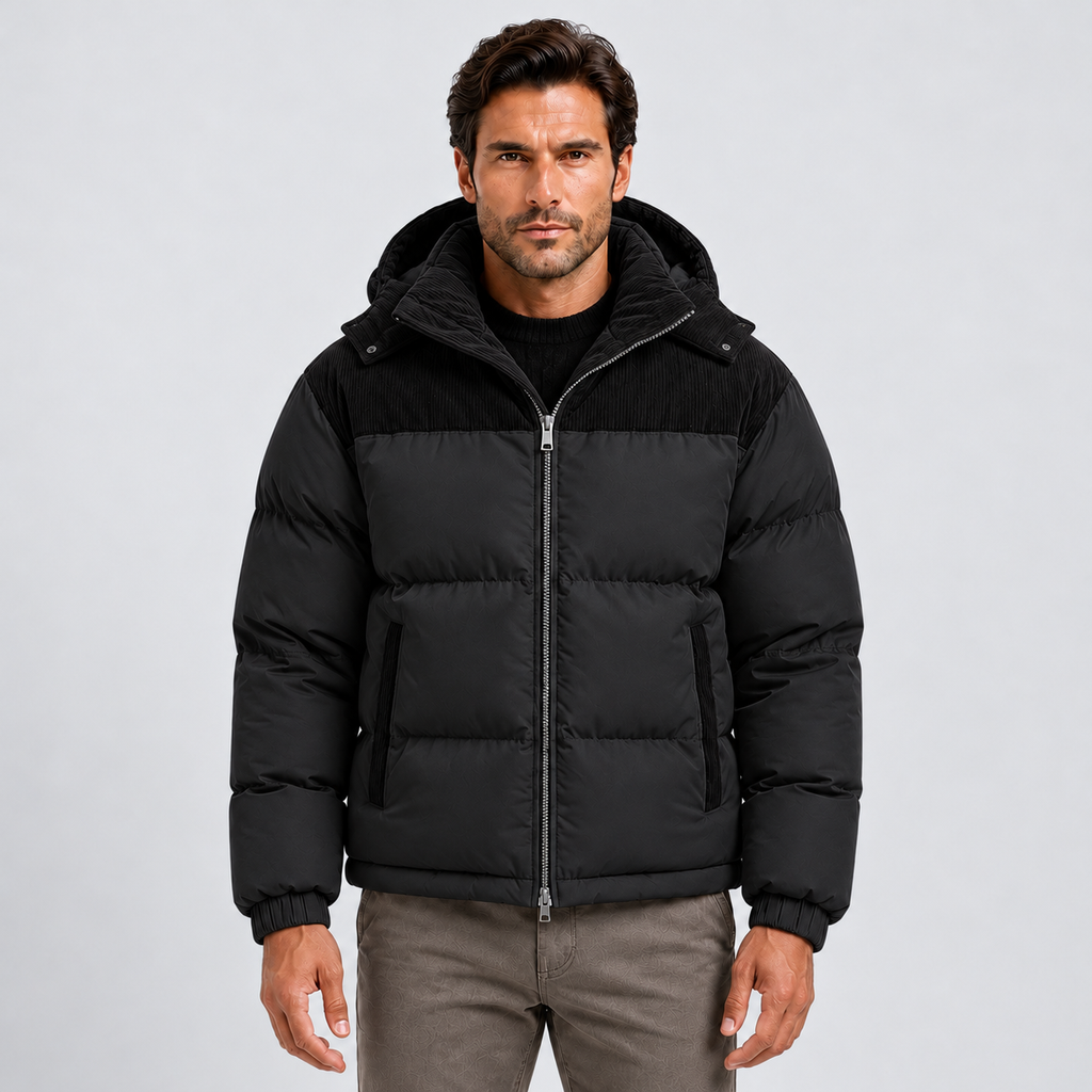 Men's Hooded Puffer Jacket – Quilted Winter Coat