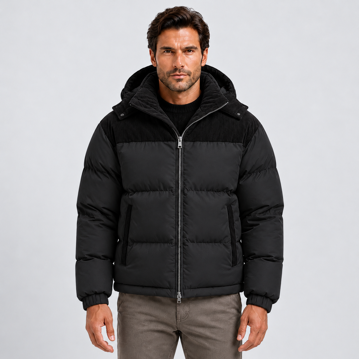 Men's Hooded Puffer Jacket – Quilted Winter Coat