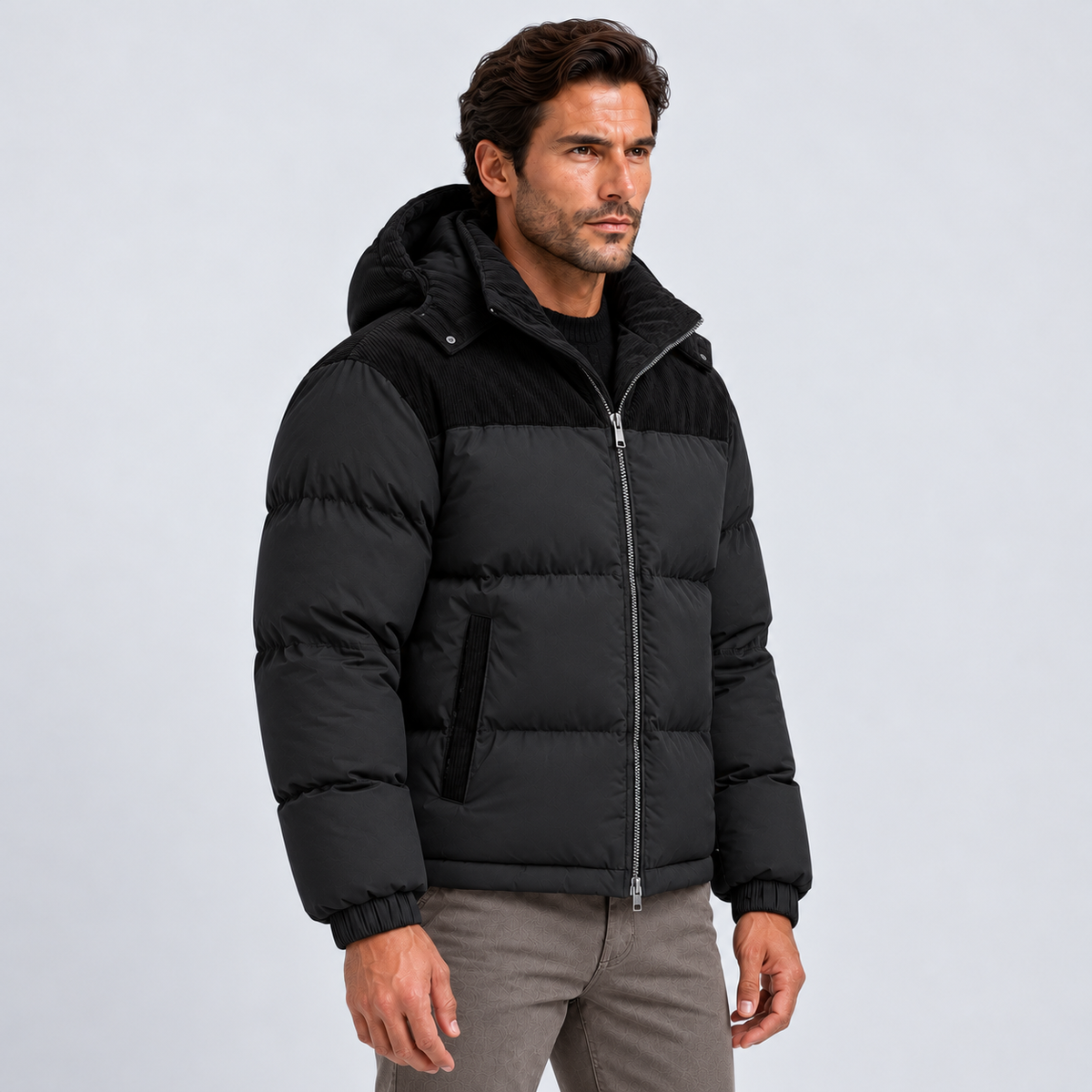 Men's Hooded Puffer Jacket – Quilted Winter Coat