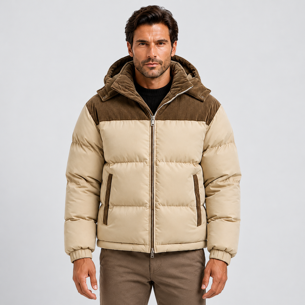 Men's Hooded Puffer Jacket – Quilted Winter Coat