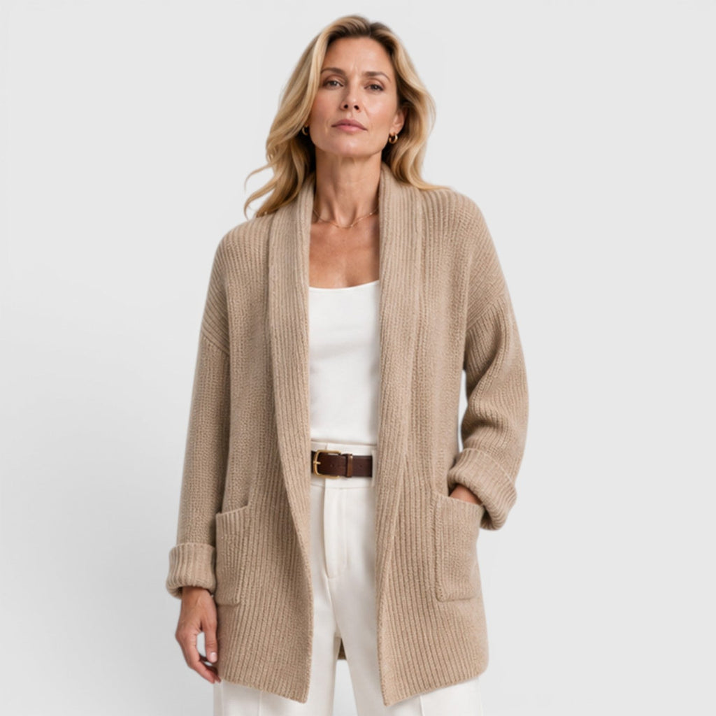 Women's Comfortable Long-Sleeve Open-Front Knit Cardigan