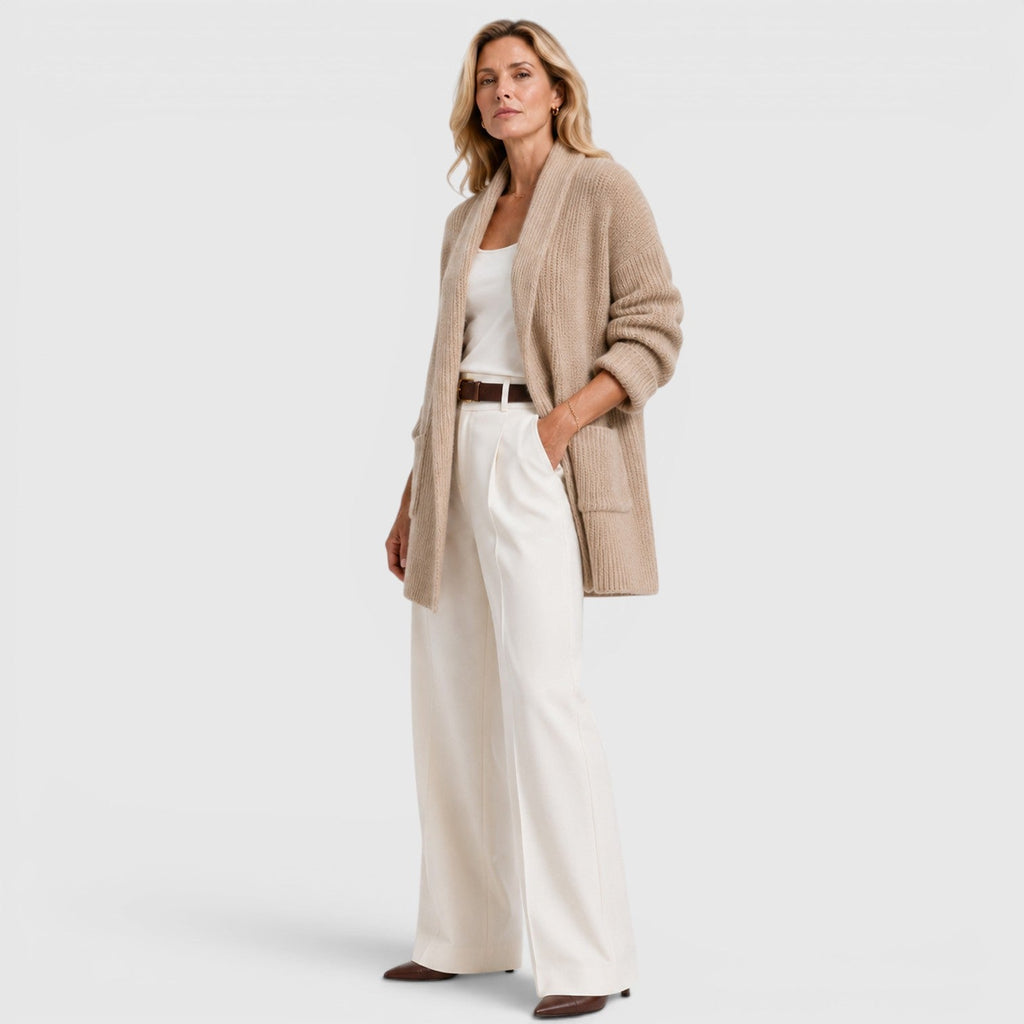 Women's Comfortable Long-Sleeve Open-Front Knit Cardigan