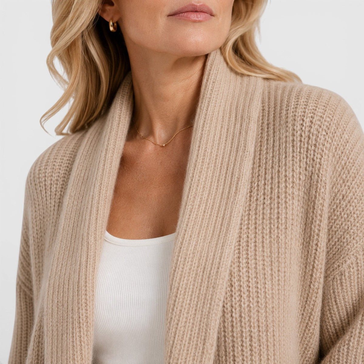 Women's Comfortable Long-Sleeve Open-Front Knit Cardigan
