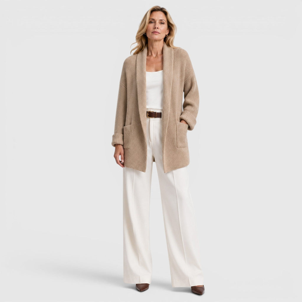 Women's Comfortable Long-Sleeve Open-Front Knit Cardigan