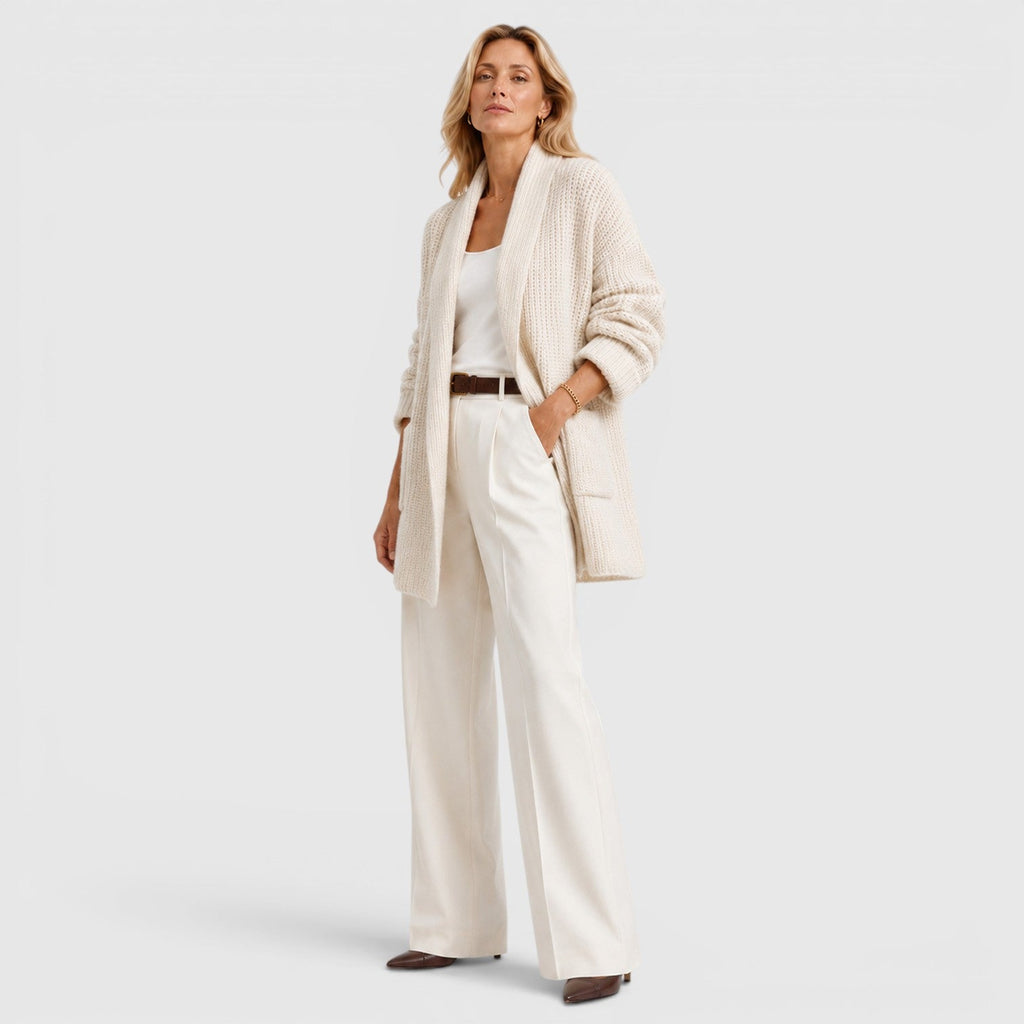 Women's Comfortable Long-Sleeve Open-Front Knit Cardigan